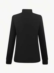 cimmuovere 女式立领加厚前开长袖双口袋实验室大衣 护士服 工作服 牙医 医疗保健 宠物 医院 实验室 - 黑色 - 查看 2
