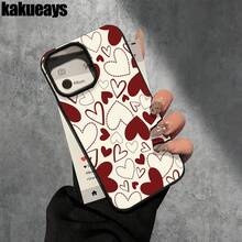 Funda de imitación de teléfono con orificios grandes, fondo amarillo claro y estampado de corazones rojos. Compatible con modelos como 16 Pro, 16, 15 Pro, 14, 14 Plus, 14 Pro, 13, 13 Pro, 12 Pro y 11/11 Pro. Ideal para regalos de cumpleaños y celebraciones. - Blanco - Ver 8
