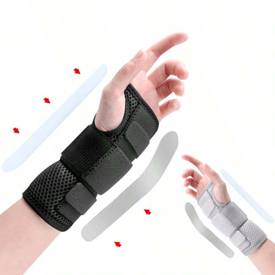 Carpal Tunnel Wrist Brace Support With 3 Straps And Metal Splint Stabilizer For Men Women