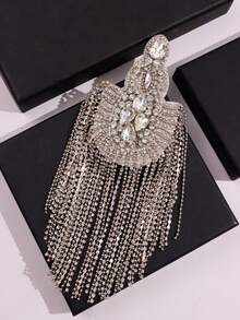 1 pieza Accesorio de charretera plateado elegante, versátil y de lujo con borlas, adecuado para uso diario y negocios