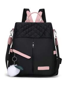 Multifunctional Anti-Theft Bag With Embroidered Strap, Women's Coin Purse, High-End Travel Bag For Postgraduates, Waterproof, For Shopping, Travel, Comes With Plush Pendant, Mommy Bag, Handbag, Laptop Bag, Women's Nylon Shoulder Backpack, Suitable For Office Ladies, Commuters, Elementary And Middle School Students, College Freshmen And Sophomores, Graduates, Essential Back-To-School Item, School Supplies, School Backpack, School Bag, Backpack For School, Back To School Backpack, School Bookbag, Big Backpack, Backpack School, Back To School Bags, Large Capacity, Lightweight, Portable, Suitable For Teen Girls Women College Students, Teacher, White-Collar Workers, Perfect For Back To School, First Day Of School - Green - View 2