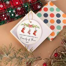 Personalised Family Name Christmas Ornament, Surname Christmas Bauble, Personalised First Christmas As A Family Of 4 Bauble, Baby First Christmas Tree Ornament, 1st Xmas Ornament., Multi-Functional, Personalized, Unique, Ideal Gifts For Him, Tea Room, Home, Garden, Office, For Anniversaries, For Valentine's Day, For Mother's Day, For Father's Day, For Graduation, For Housewarming,Fall Decor,Elegant Living,Artful Living