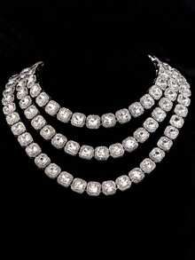 CVNANA 1 st. Europeiska och amerikanska Street Strassdekor Kedja Herr Fashionabel Silver Kedja Halsband Med Flera Storleken alternativ - Silver - Visa 5