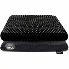 MX    Gel Seat Cushion For Long Sitting Extra Thick Gel Cushion For Wheelchair Soft Chair Pads Cushion For Office Home Chairs Car Seats Long Trips Back Sciatica Hip Tailbone Pain Relief Cushion Black - 黑色 - 查看 2
