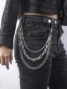 1 Piece Of Metal Multi-Layer Industrial Style Pants Chain, Cool Street Trouser Chain, High-End Adult Waist Chain, High-End Punk Boyfriend Style Matching, Personalized Accessories For Men And Women Jeans, Hip-Hop Accessories Gifts,Suitable For Spring,Summer,Autumn,Winter,Return To School,Back-To-School, Christmas, Halloween, Thanksgiving, Children's Day, Teacher's Day, New Year's Birthday Gifts Decorate For Good Friends