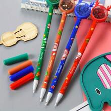 1 pieza Bolígrafo decorativo de alta calidad con brillo, bolígrafo de tinta negra con forma de ciervo y gato de plástico - Para estudiantes, oficina, diario | Diseño colorido | Bolígrafo temático navideño único, útiles de oficina y escolares, gran regalo para estudiantes, varios estilos, escritura suave, caligrafía clara, regalo navideño