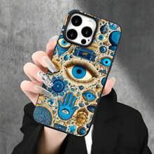 Fundas y carcasas protectoras con diseño de ojos y palmas, compatibles con phone 16 Pro Max, 16, 15 Pro, 14, 14 Plus/14 Pro Max, 13, 13 Pro, 12 Pro y 11/11 Pro. Regalos para cumpleaños y festividades - Negro - Ver 6