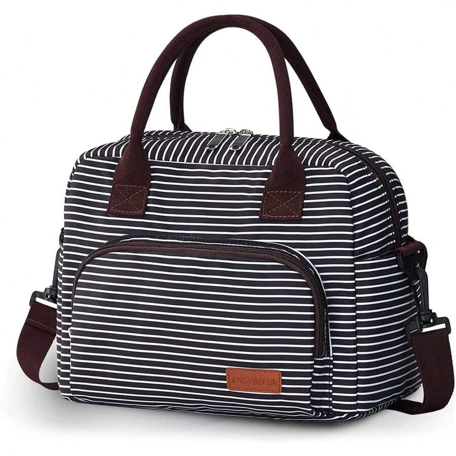 Bolsa de almuerzo aislada de gran capacidad con correa de hombro - Bolsa de tela Oxford para mujeres, impermeable, a prueba de fugas, adecuada para oficina, picnic, trabajo, camping, con función de aislamiento - Flor rosa - Ver 1
