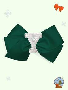 1pc 5-Inch 26pcs A-Z Pearl Letter Personalized Hair Clip For Girls, Ponytail Holder, Suitable For Holiday Party, School Graduation, First Day Of School, Classroom - Dark Green - View 15