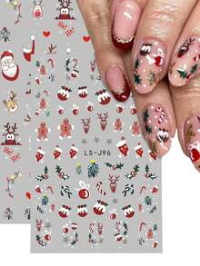 1 pezzo/2 pezzi/4 pezzi Questi adesivi per unghie in stile INS presentano una varietà di motivi natalizi affascinanti, tra cui renne, Babbo Natale, campanelle e alberi di Natale. I disegni carini e vivaci catturano perfettamente l'essenza del periodo natalizio.