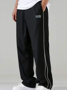 1pc Boys' Casual Straight Leg Pants, Lightweight Comfortable Trousers With Simple Design, Fashionable For Spring & Autumn - Black - View 5