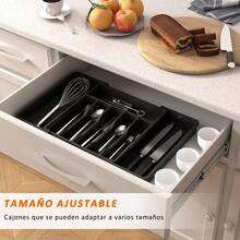 Organizador Expandible de Cubiertos de Plástico para Cajones - Blanco - Ver 2