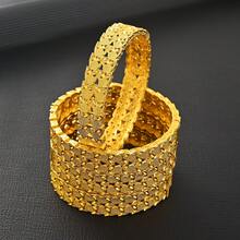 4 件套经典镂空手镯，优雅金色手镯，非洲新娘婚礼派对珠宝礼物 - 金黃色 - 查看 7