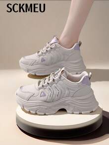 1 双女士时尚休闲潮流轻便透气学生装白色运动鞋 - 白色 - 查看 6