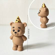1pc Reusable Cute Brown Bear Party Cake Topper - Suitable For Birthday Cakes, Gender Reveal Parties, Baby Showers, Weddings, Anniversaries, Summer Parties, Christmas Cake Decorations - Multicolor - View 3