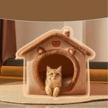 1 件宠物屋，宠物窝，独特的小别墅宠物屋，适合所有季节，全封闭式宠物窝，防滑底部，适合猫、狗、兔子、松鼠和其他宠物，也适合户外、庭院、家庭、房间、礼物、圣诞节 - 1pcs-折疊寵物屋 - 查看 2