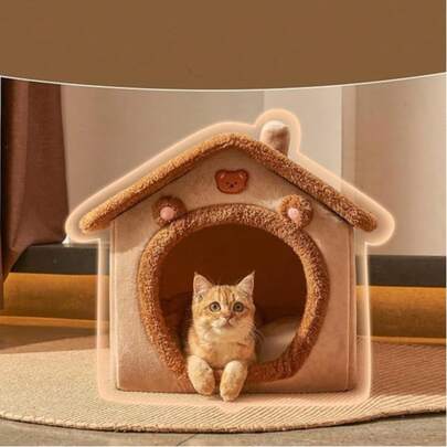 1 件宠物屋，宠物窝，独特的小别墅宠物屋，适合所有季节，全封闭式宠物窝，防滑底部，适合猫、狗、兔子、松鼠和其他宠物，也适合户外、庭院、家庭、房间、礼物、圣诞节