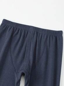 4 件男士时尚保暖内衣套装，秋冬秋裤，成人和青少年圆领保暖服装套装 - 藍色 - 查看 7