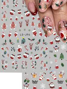 1 pezzo/2 pezzi/4 pezzi Questi adesivi per unghie in stile INS presentano una varietà di motivi natalizi affascinanti, tra cui renne, Babbo Natale, campanelle e alberi di Natale. I disegni carini e vivaci catturano perfettamente l'essenza del periodo natalizio.