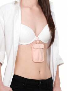 Portefeuille de soutien-gorge anti-RFID caché - Doux et agréable à la peau, réglable, fermeture à bouton pour empêcher la chute des articles, léger et respirant, lavable et réutilisable, pochette de voyage et poche cachée spécifique pour passeport, options de couleurs multiples
