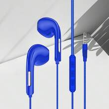 黑/白/红/蓝4色新款3.5mm有线耳机，内置麦克风，音量可调，半入耳式，高清通话，音乐播放，适合学生礼品耳机，跑步运动礼品耳机，兼容/小米/荣耀/Oppo/Vivo/三星/华为等安卓智能手机