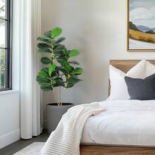 Artificial Fiddle Leaf Fig Tree,Faux Ficus Lyrata Plant,Faux Tall Ficus Tree,Fake Fig Silk Tree In Pot For Indoor Outdoor Home Office Living Room Bathroom Decor - 4 pies - Ver 7
