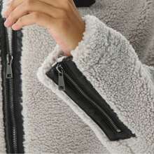 Men Motorcycle Style, Contrasting Belt Jacket - Light Grey - View 5