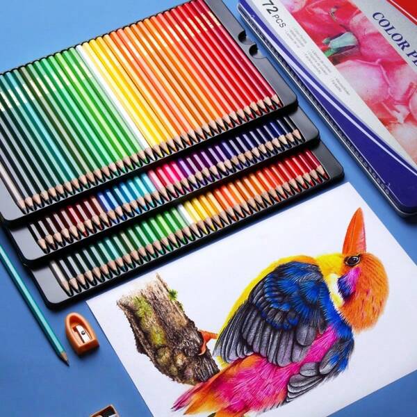 12/24/36/48pcs Oil-Based Colored Pencil Set, Drawing, Painting And Coloring Tools, Suitable For Students, Office, School, Sketching, Markers, Stationery, Boys, Girls, School Supplies, Professional Drawing, Coloring And Filling, Colored Pencil Art Design, School Stationery And Art Supplies, Christmas Decoration