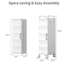 KHNR 52.76" Tall Narrow Bathroom Storage Cabinet With Doors And Adjustable Shelves Slim Plastic Waterproof Organizers Foldable Floor Skinny Cabinets For Small Spaces Kitchen Laundry Room Bedroom - 白色 - 查看 10