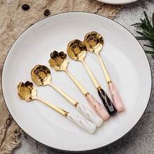 Cute Ceramic Coffee Spoon With Sakura & Rose Flower Design, Sweet Dessert Short Handle Stirring Spoon