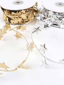 1 ROLLO de Hilo de corona de estrellas doradas, cinta decorativa de 393,7 pulgadas para festivales, adecuada para manualidades, empaquetado de regalos y decoración del Día de San Valentín, cinta de joyería de moda, cinta de empaquetado de cajas de regalo, decoración diaria