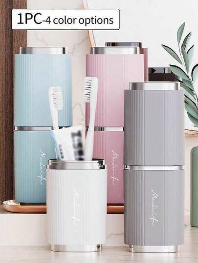 1pc Portable Travel Toothbrush Storage Container Box,Toothbrush Holder Case, Gargle Cup, Multifunctional Travel Toothbrush Storage Box, Mouthwash Toothbrush Case,Storage Box, Toothpaste Cartridge For Easy Transportation,Travel Essentials