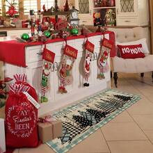 1/2/3pcs Buffalo Plaid Christmas Tree "Merry Christmas" Kitchen Mat Set, Subtle Winter Home Decor Kitchen Carpet - Multicolor - View 12