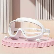 1pc,Large Frame Swimming Goggles With High-Definition Waterproof And Anti-Fog Functions, Suitable For Both Men And Women. They Are Eye Protectors, Swimming Goggles, Professional Adult High-Definition Nearsighted Swimming Goggles, Swimming Eye Protectors, Beach Essentials, With Waterproof And Anti-Fog Protection Earplugs, Pool Accessories