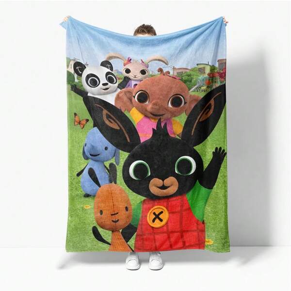 Bing Rabbit Cartoon Pattern Plush Blanket, Cute Cartoon Style, Soft And Comfortable Fleece Blanket, Lightweight And Soft Printed Fleece Blanket, Suitable For Sofa, Bed, Office, Travel, Camping Chair And Warm Fuzzy Blanket