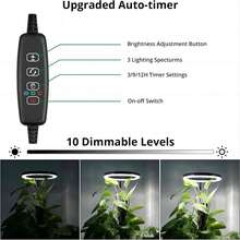Adjustable Height Indoor Plant Growth Light With Auto Timer, USB Powered, Full Spectrum, 5V Low Voltage, Home Use - Black and White - View 5