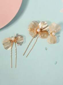 2pcs/Set Elegant Butterfly Shaped Hair Clips, Bridal Wedding Hair Accessories