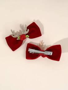 2pcs Christmas Deer Decor Hair Clips, Cute Children Hair Accessories Gift - Multicolor - View 4