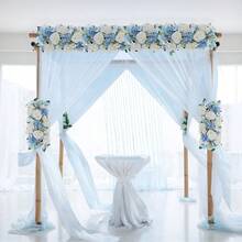 2 Pack Flower Centerpieces For Tables -Wedding Arch Artificial Flowers Blue Arrangements Center Piece For Reception, Living Room, Kitchen, Dining Table Runner Decorations - Baby Blue - View 4