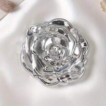 1 Piece, Rose Gold And Silver Rose-Shaped Handheld Mirror. Compact And Portable, Perfect For Touch-Ups, Wedding Favors, Valentine's Day Gifts, Rose-Shaped Compact Mirrors, Wedding Banquet Party Favors, Portable Makeup Mirrors. - 玫瑰金 - 查看 4