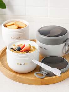 Lunch Box, Breakfast Cup, Oatmeal Cup, Yogurt Cup, Porridge Pot, Bento Box, Portable, With Lid, Spoon And Silicone Handle, Food Container, Sealed Food Storage Cup, Lunch Box Bag, Lunch Bag, Suitable For Office Workers, Students, Families, Offices, Travel, Back To School, Outdoor Camping Picnic