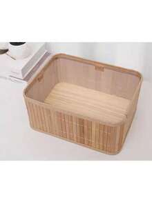 3 Pieces/Set Bamboo Woven Storage Baskets - Desktop Storage, Cosmetic Woven Storage Boxes, Bamboo Woven Storage For Toys & Snacks, Kitchen Storage, Bedroom Decoration, Home Decoration (Handmade Woven Products, With Color Difference, Raw Edges And Joints)