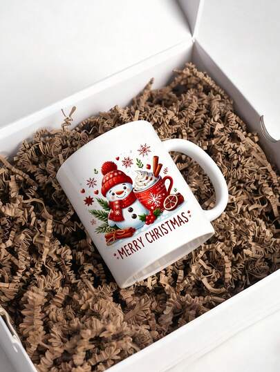 1pc 11oz Merry Christmas Mug,3d Coffee Mug, Hot Coca Mug,Ceramic Coffee Cups,Snowman Mug,Christmas Gift,Reusable,Christmas Decorations,Birthday Gift,Holiday Gift,Party,Water Bottle,Halloween,Fall Decor,Hand Wash Only,Room Decoration,Winter Drinkware,Suitable For Hot Or Cold Drinks,Home Kitchen Items,Multi Purpose,Valentines Day Gifts,Friends Anniversary Festival,Wedding