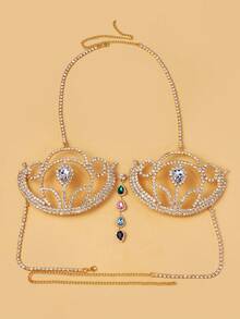 1pc European & American Windmill Crystal Bra Chain, Sexy Crystal Bikini Body Chain