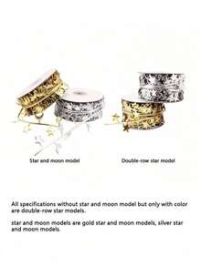 1 ROLLO de Hilo de corona de estrellas doradas, cinta decorativa de 393,7 pulgadas para festivales, adecuada para manualidades, empaquetado de regalos y decoración del Día de San Valentín, cinta de joyería de moda, cinta de empaquetado de cajas de regalo, decoración diaria