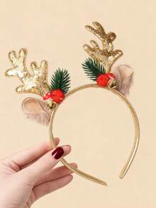 1 Pc Girls Christmas Deer Antler Headband Holiday Decoration Gift Headband Hair Accessories Headdress Suitable For Holiday Matching
