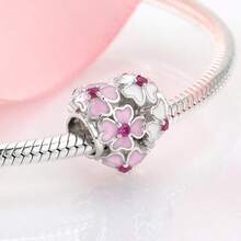 1 pièce Pendentif charm en argent sterling S925 à la mode en forme de cœur et de trèfle en zircone, convient pour le port quotidien des femmes/filles, cadeau d'anniversaire/fête