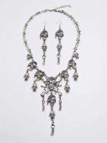 1 pieza Collar de joyería con borlas con calavera de pirata vintage de estilo punk hip-hop popular de Europa y América para Halloween