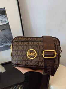 2025新款时尚经典百搭纯色PU防水材质菱形设计复古别致金属动物标志设计单肩包方形包字母图案装饰设计斜挎包适合购物，动物纹印花女士手提包