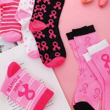 Breast Cancer Awareness Socks Bulk Soft Pink Ribbon Breast Cancer Gifts Women Sport Cheer Accessories - 12 - 查看 4